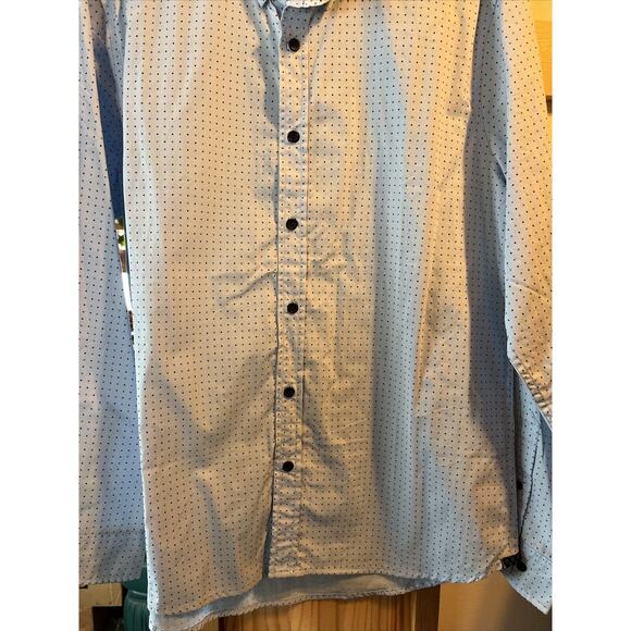 Level Ten Men's L Blue Polka Dot Button Down Long Sleeve Cotton Shirt - Picture 12 of 16